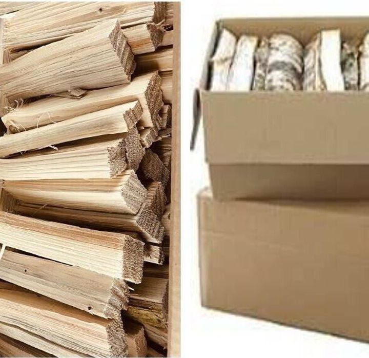 60 kg Birkenbrennholz Paket mit 25 cm Scheitlänge und 1 Karton Anzündholz – Ansicht 1