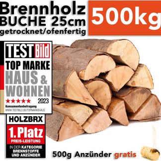 Brennholz Buche 500 kg – Kaminholz in 25 cm Länge, ofenfertig, nachhaltig getrocknet – Ansicht 1