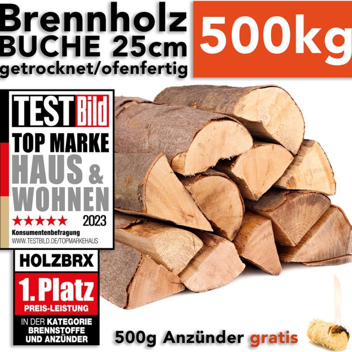 Brennholz Buche 500 kg – Kaminholz in 25 cm Länge, ofenfertig, nachhaltig getrocknet – Ansicht 1