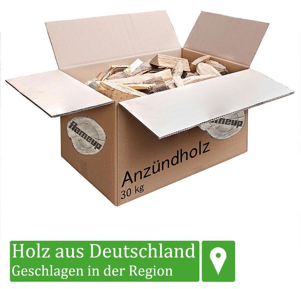 Flameup Anzündholz Buche 30 kg – Hochwertige Anfeuerhilfe für Kamin und Grill – Ansicht 1
