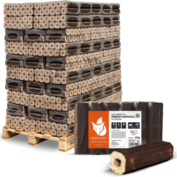 HEIZFUXX Holzbriketts Hartholz Pinikay Octagon Brenn Holz Grill Smoker