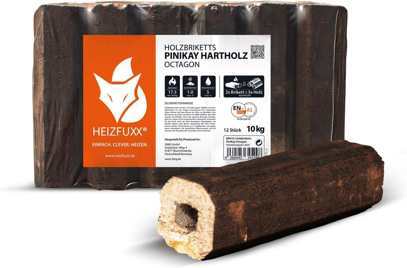 HEIZFUXX Holzbriketts Hartholz Pinikay Octagon Brenn Holz Grill Smoker