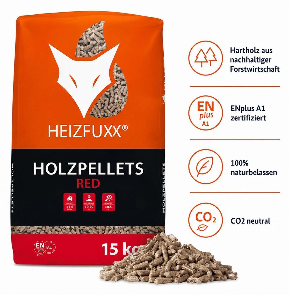 Heizfuxx Red ENplus A1 Hartholzpellets - 975 kg Palette, 15kg Sack – Ansicht 2