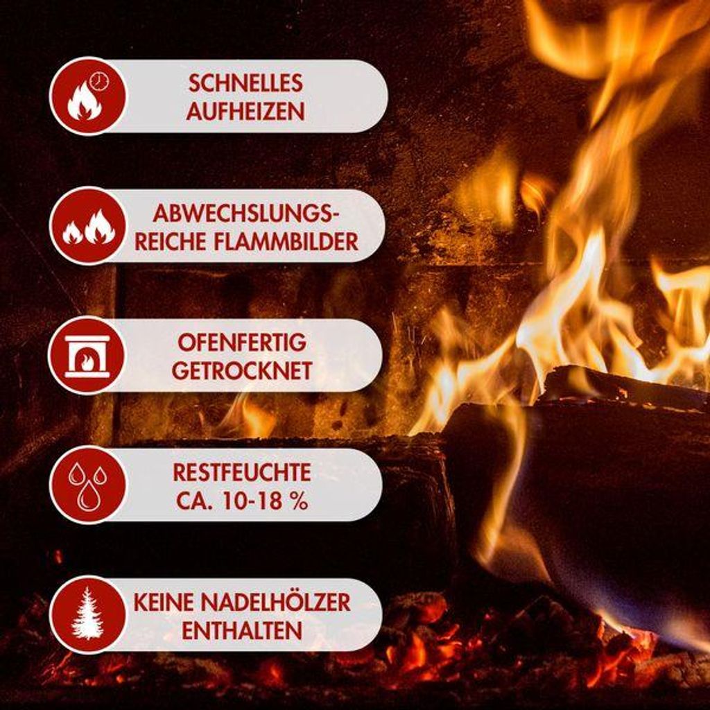 Mischholz Kaminholz 30 kg – Ideal für Kamin und Ofen, Scheitlänge 28-33 cm – Ansicht 3
