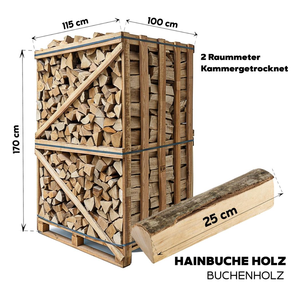 Neandertaler Feuer 2 Raummeter Buchenholz für Kamin und Grill - 25 cm Scheitlänge – Ansicht 2