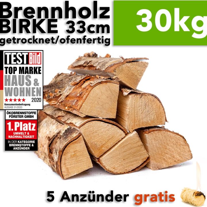 Ofenfertiges Birkenbrennholz 30 kg in 25 cm Scheiten von – Ansicht 1