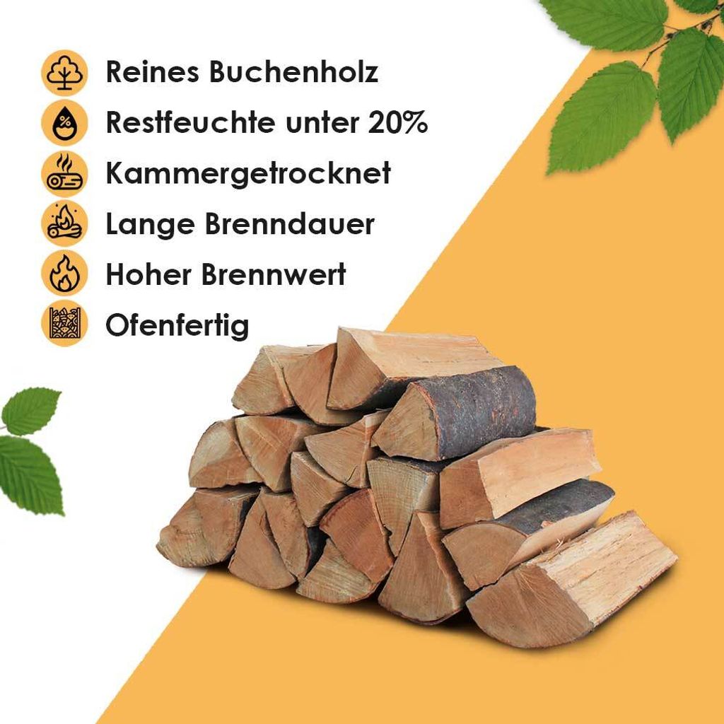 Ofenfertiges Buche Brennholz, 30 kg, Scheitlänge 25 cm – Ansicht 2