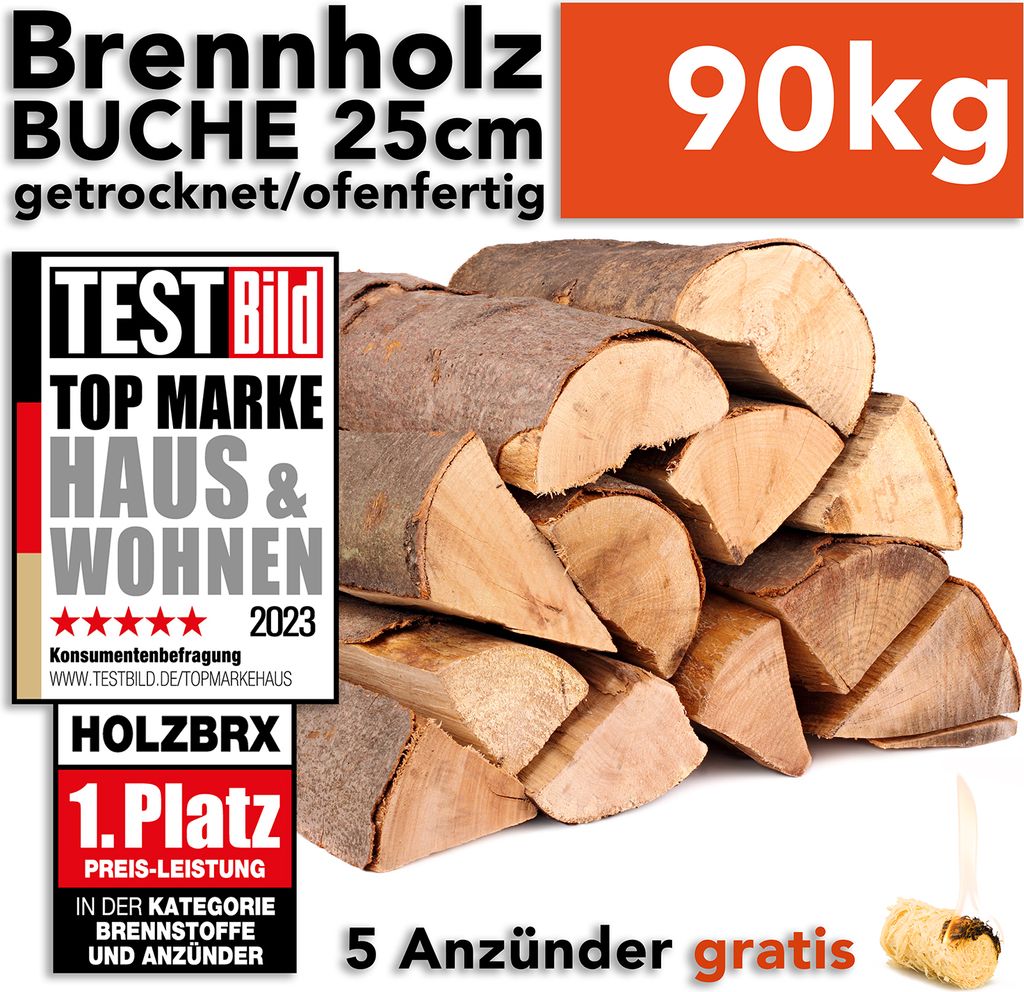 Ofenfertiges Buchenbrennholz – 90 kg in 25 cm Scheiten für gemütliche Kaminabende – Ansicht 1