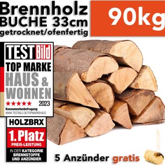 Ofenfertiges Buchenholz Kaminholz 90 kg – 33 cm Scheitlänge für gemütliche Abende – Ansicht 1