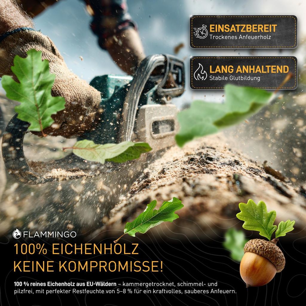 Anzündholz Eiche – 30 kg im stabilen Karton, 16 cm Scheitlänge – Ansicht 4