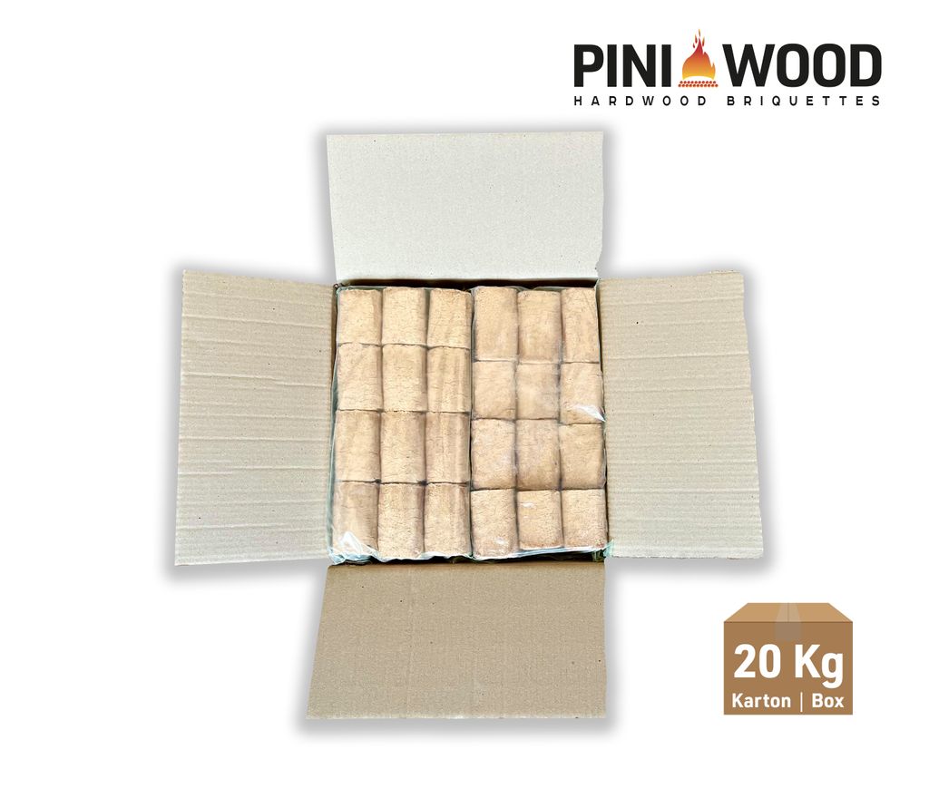 PINI Holzbriketts 20 kg aus 100% Buche – Hochwertige Kaminbriketts mit langer Brenndauer – Ansicht 2