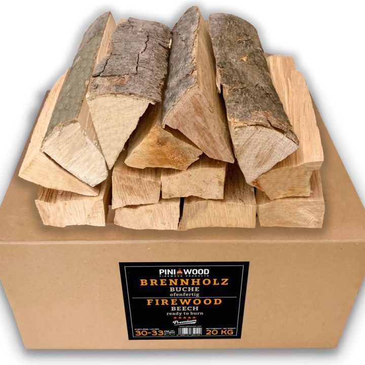 PINI Ofenfertiges Buchenbrennholz, 20 kg, Scheitlänge 30-33 cm für Kamin und Grill – Ansicht 1