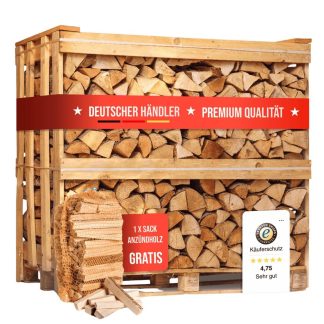 Premium Buchen Kaminholz – 500kg, kammergetrocknet, 25cm Scheitlänge – Ansicht 1