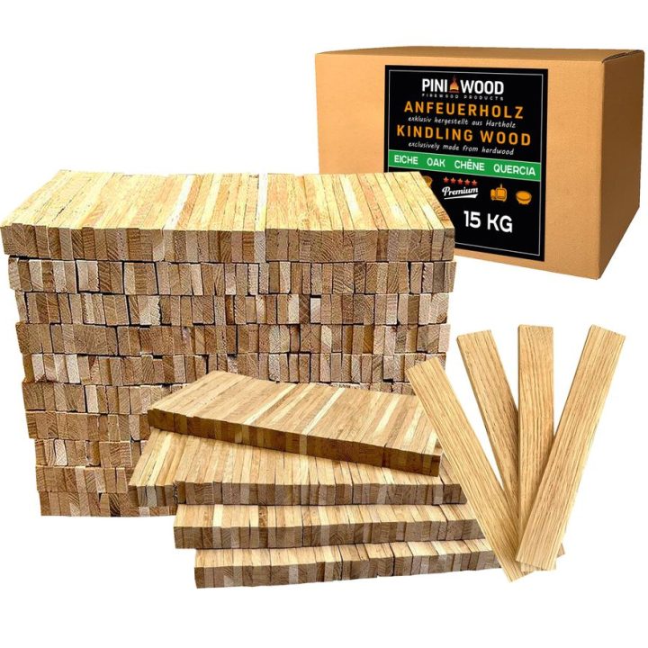 Premium Eichen-Anzündholz 15 kg – Hochwertiges Anfeuerholz für Kamin und Grill – Ansicht 1
