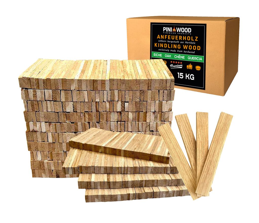 Premium Eichen-Anzündholz 15 kg – Hochwertiges Anfeuerholz für Kamin und Grill – Ansicht 1