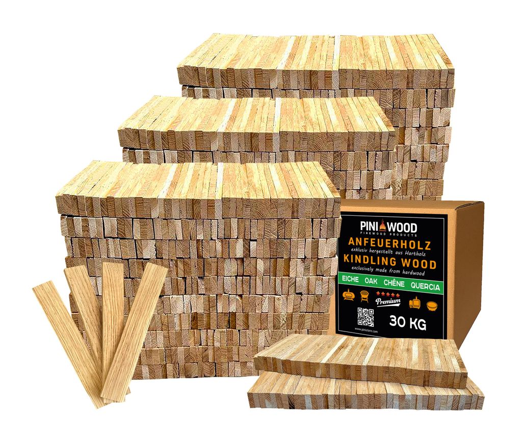 Premium Eichen Anzündholz, 30 kg – Langanhaltendes Feuer für Kamin und Grill – Ansicht 1