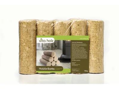 Vitaholz Holzbriketts rund, ohne Loch, 10 kg | 10 kg – Kaminofen